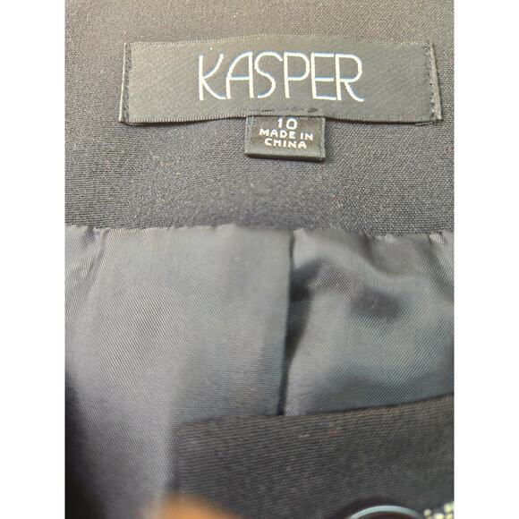 Womens blazer size 10 misses M medium gray suit coat lined Kasper black trim - Picture 5 of 10